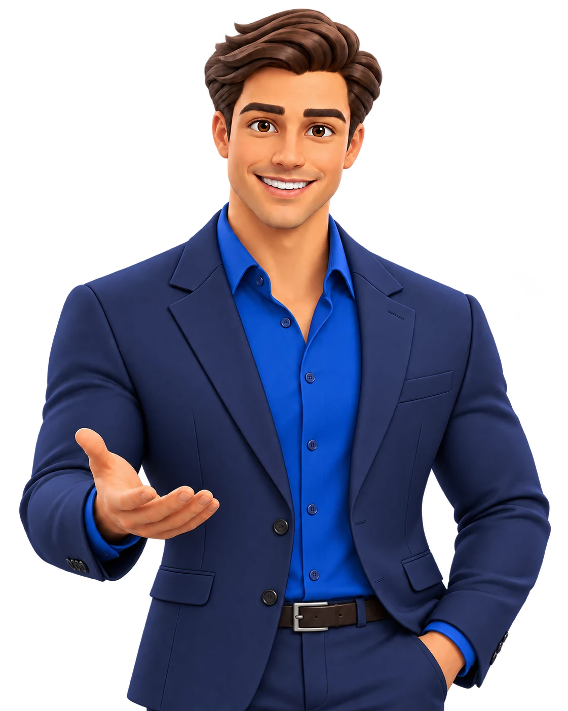 Theo, personagem ilustrado da ZAVIPEL, em gesto de acolhimento